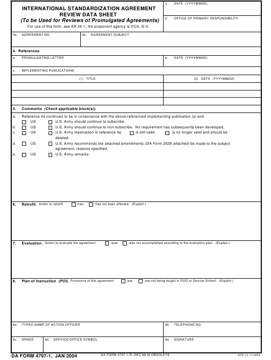 DA Form 4797-1 form preview
