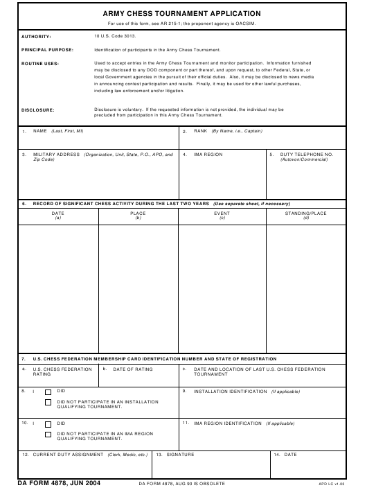 DA Form 4878 form preview