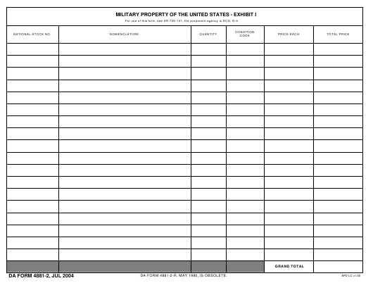 DA Form 4881-2 form preview
