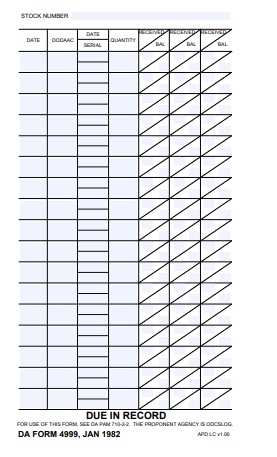 DA Form 4999 form preview