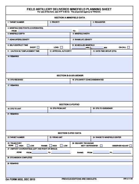 DA Form 5032 form preview