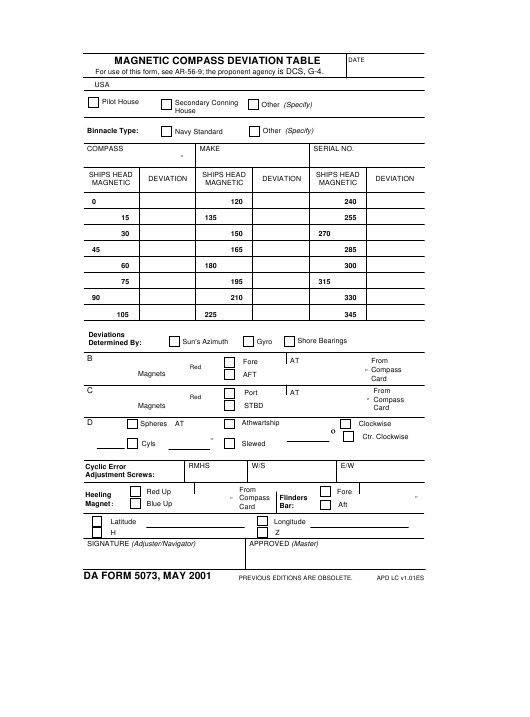 DA Form 5073 form preview