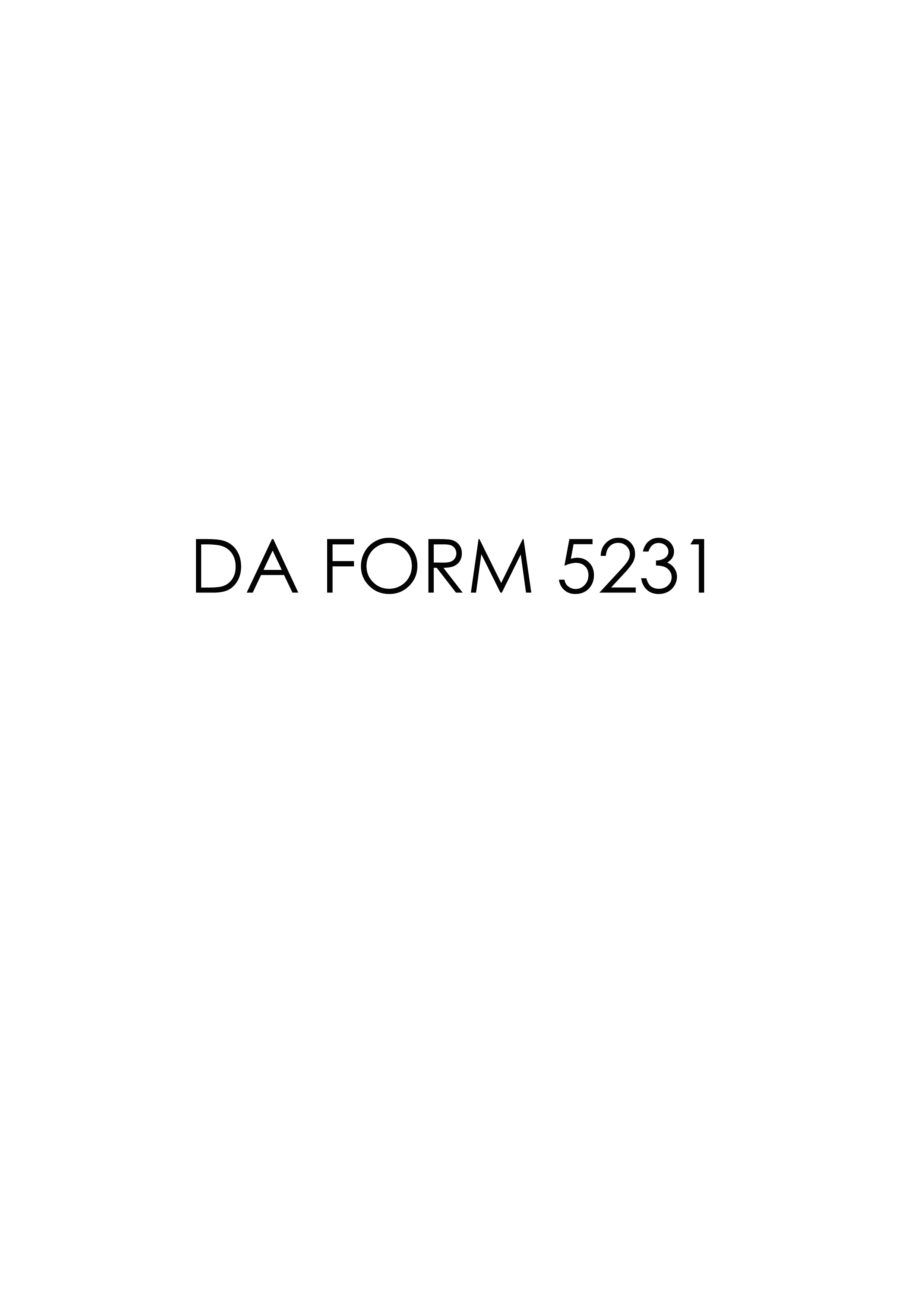 DA Form 5231 form preview