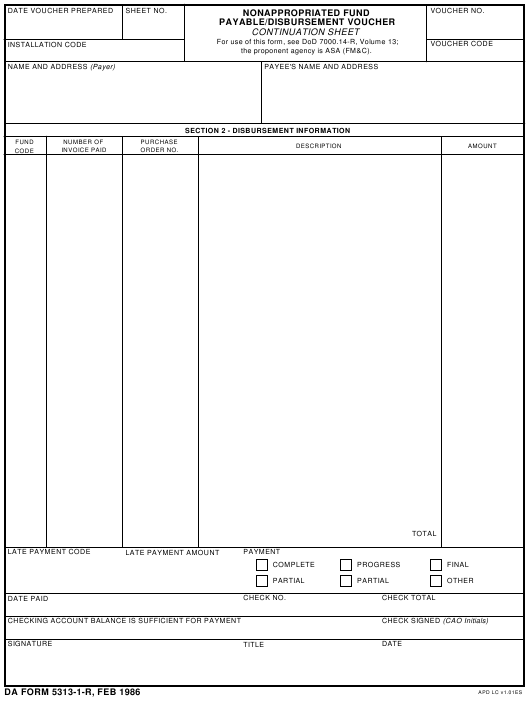 DA Form 5313-1-R form preview