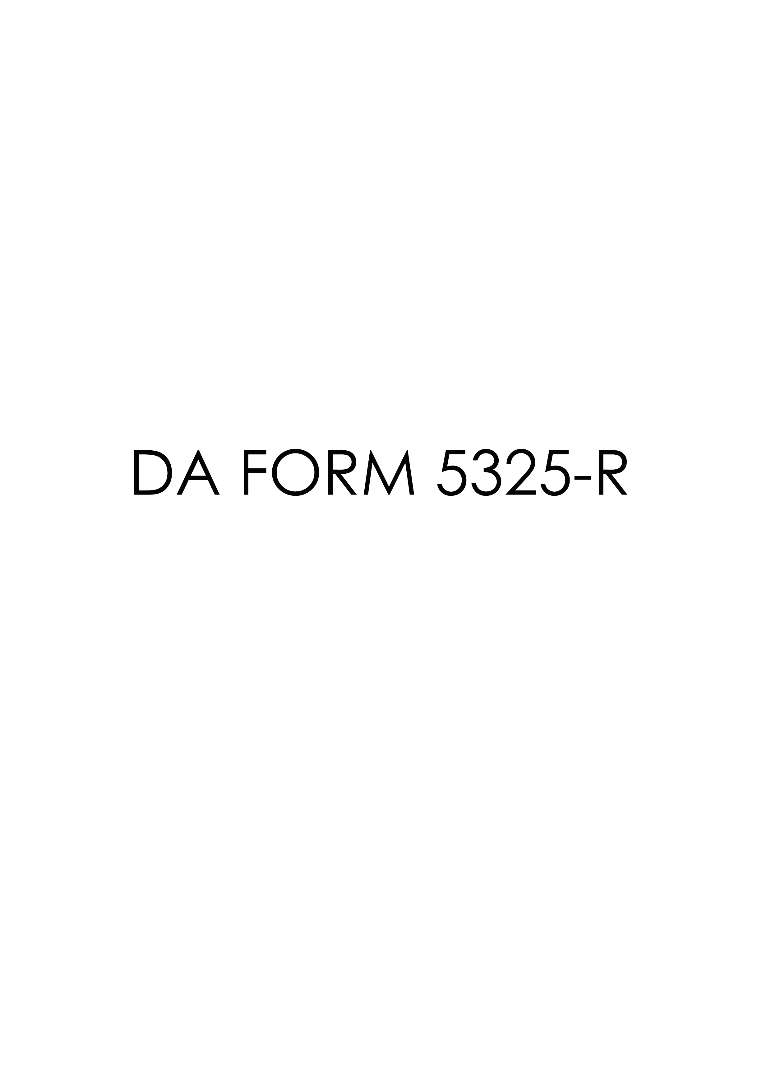 DA Form 5325-R form preview