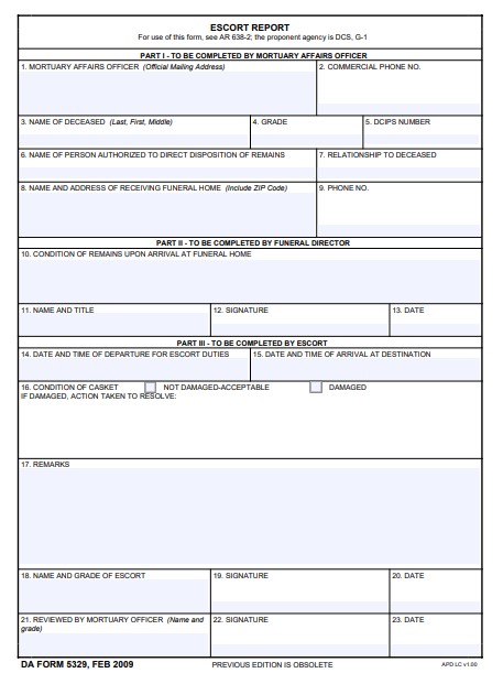 DA Form 5329 form preview
