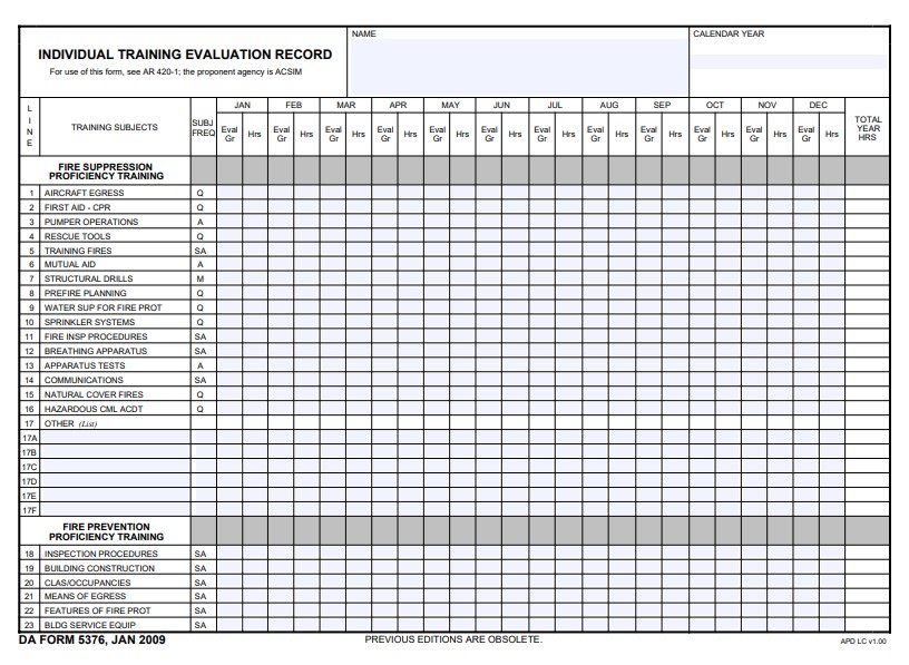 DA Form 5376 form preview