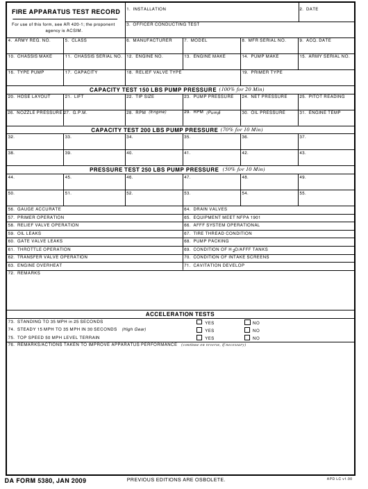 DA Form 5380 form preview