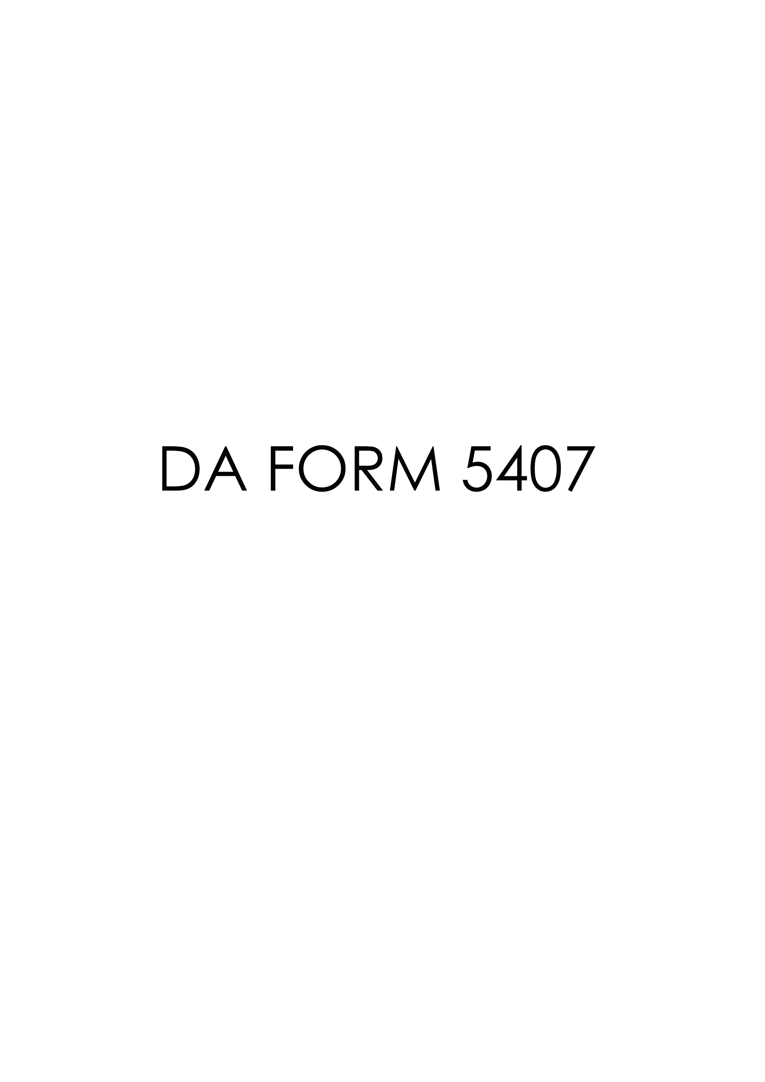 DA Form 5407 form preview