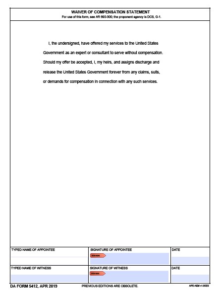 DA Form 5412 form preview