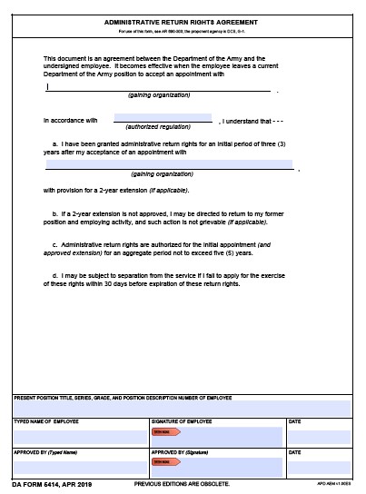 DA Form 5414 form preview