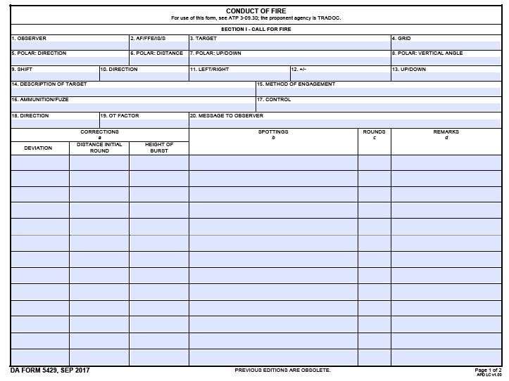 DA Form 5429 form preview