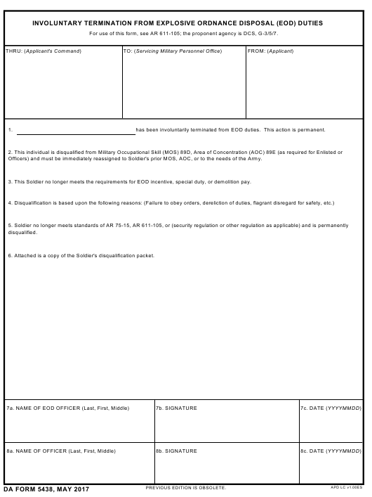 DA Form 5438 form preview