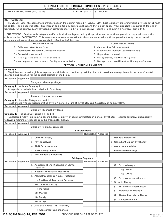 DA Form 5440-10 form preview