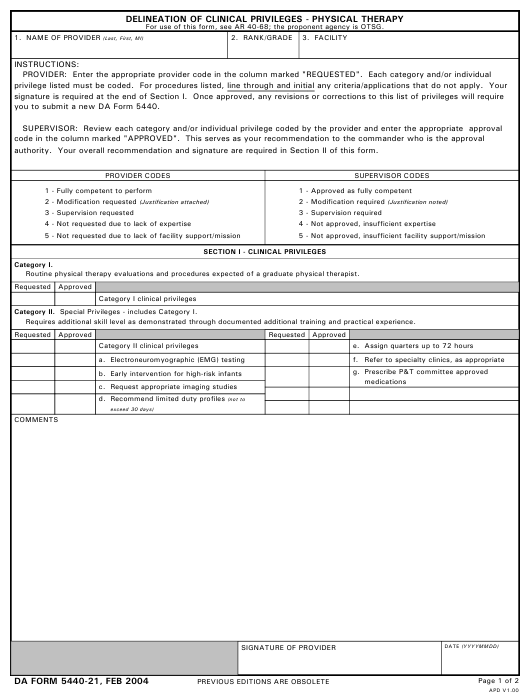 DA Form 5440-21 form preview