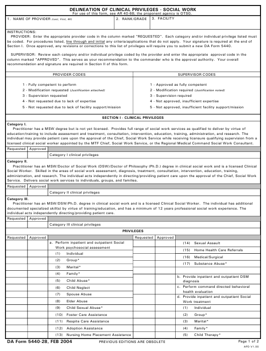 DA Form 5440-28 form preview