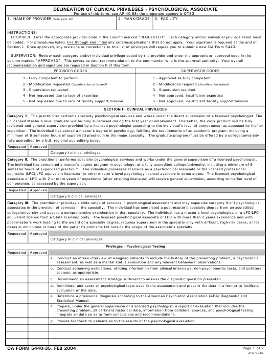DA Form 5440-35 form preview