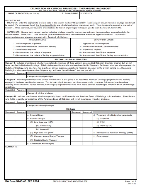 DA Form 5440-40 form preview
