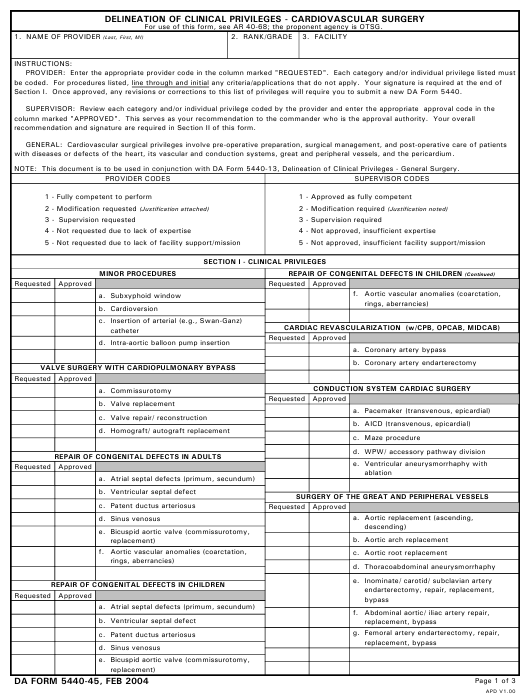 DA Form 5440-45 form preview