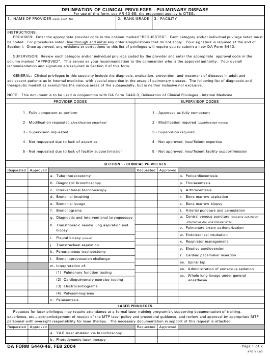 DA Form 5440-46 form preview