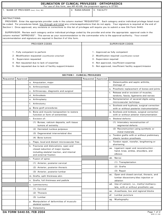 DA Form 5440-55 form preview
