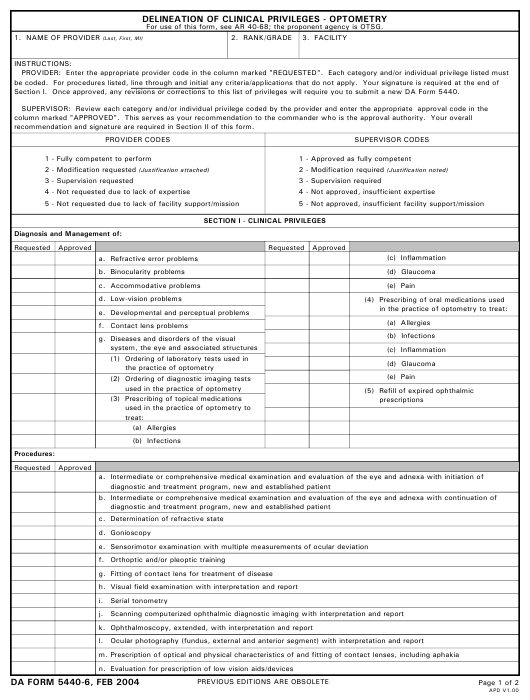 DA Form 5440-6 form preview