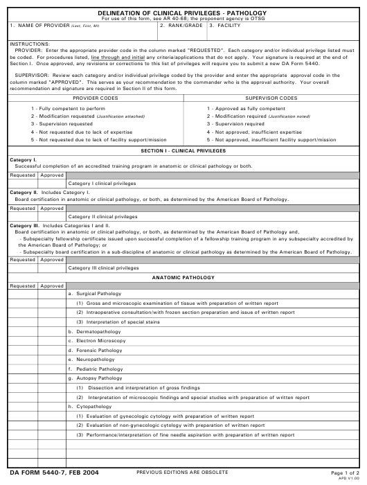 DA Form 5440-7 form preview