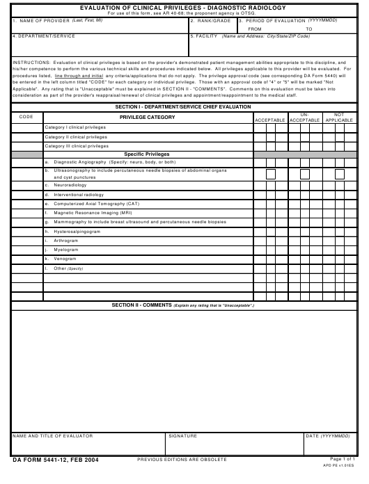 DA Form 5441-12 form preview