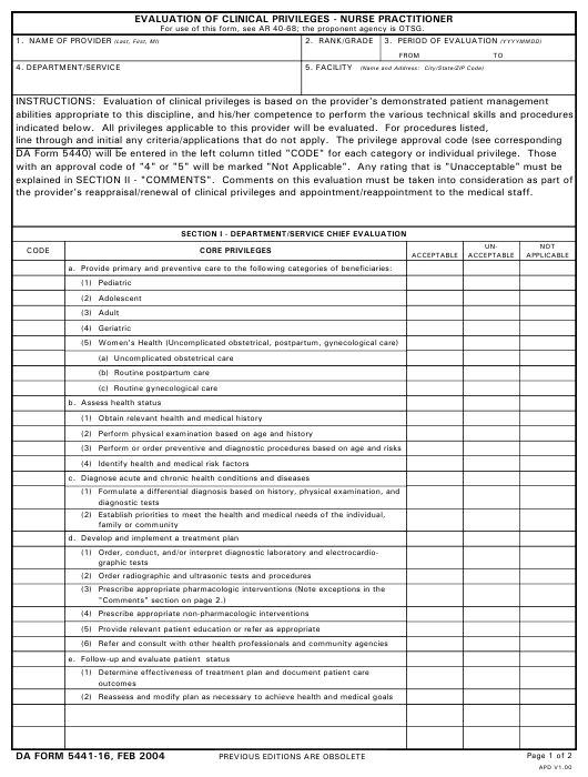 DA Form 5441-16 form preview