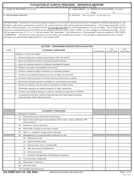 DA Form 5441-24 form preview