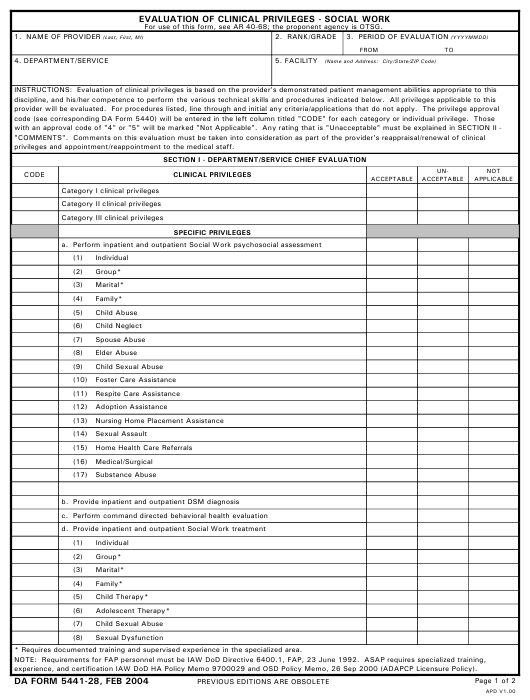 DA Form 5441-28 form preview
