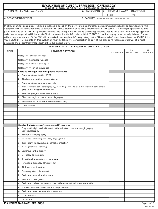 DA Form 5441-42 form preview