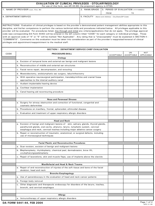 DA Form 5441-44 form preview