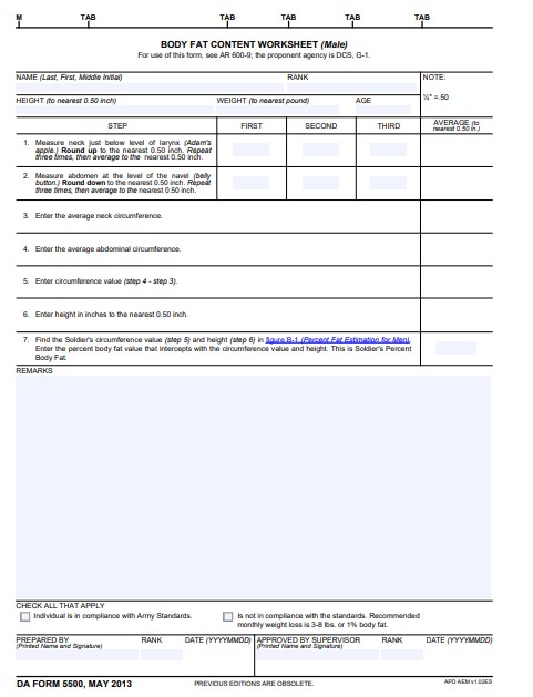 DA Form 5500 form preview