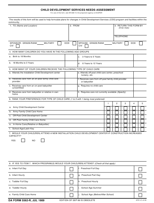 DA Form 5562-R form preview