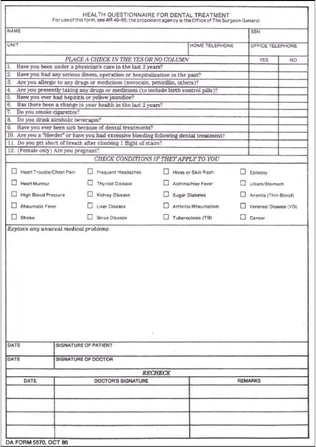 DA Form 5570 form preview