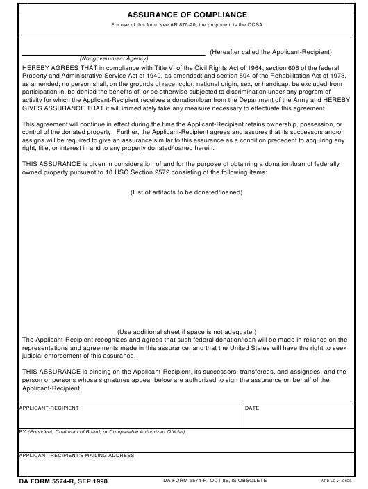 DA Form 5574-R form preview