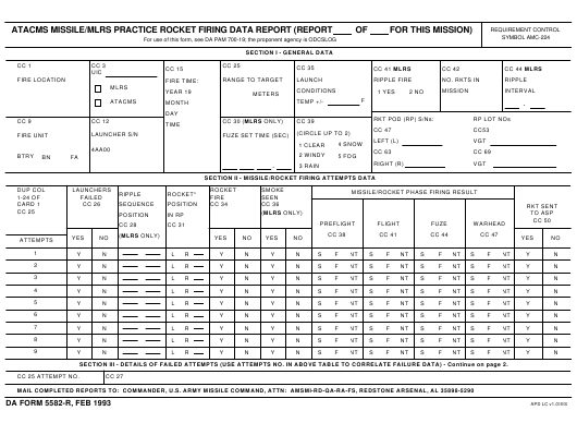 DA Form 5582-R form preview