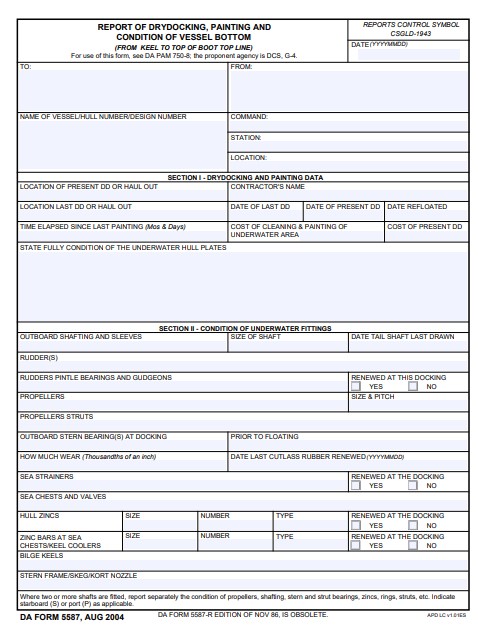 DA Form 5587 form preview