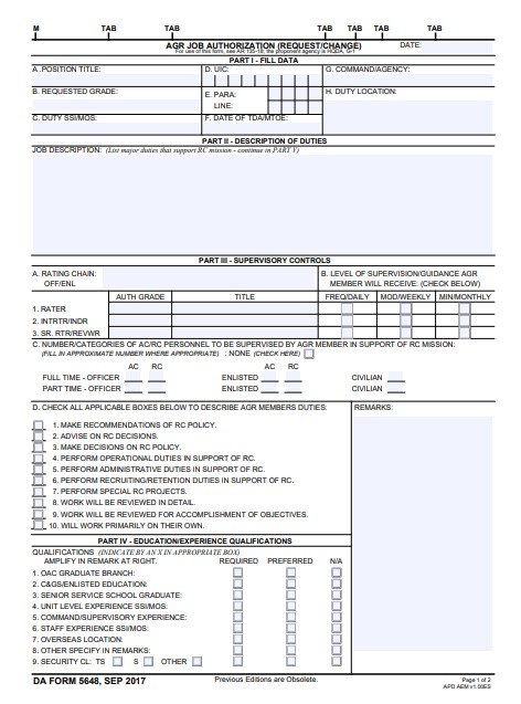 DA Form 5648 form preview