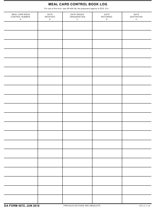 DA Form 5672 form preview