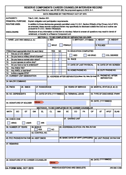 DA Form 5690 form preview