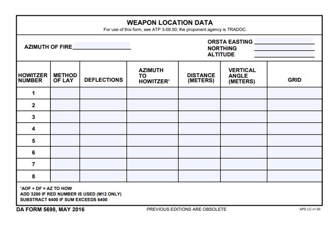 DA Form 5698 form preview
