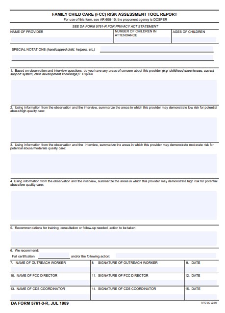 DA Form 5761-3-R form preview