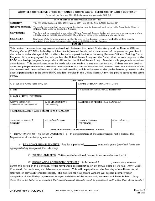 DA Form 597-3 form preview