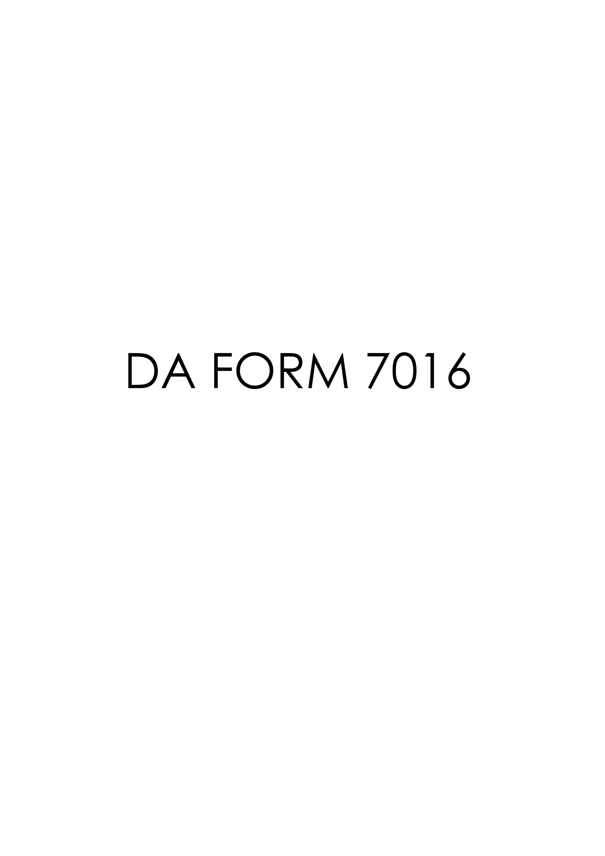 DA Form 7016 form preview