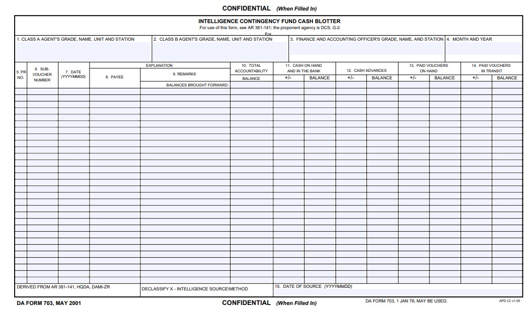 DA Form 703 form preview