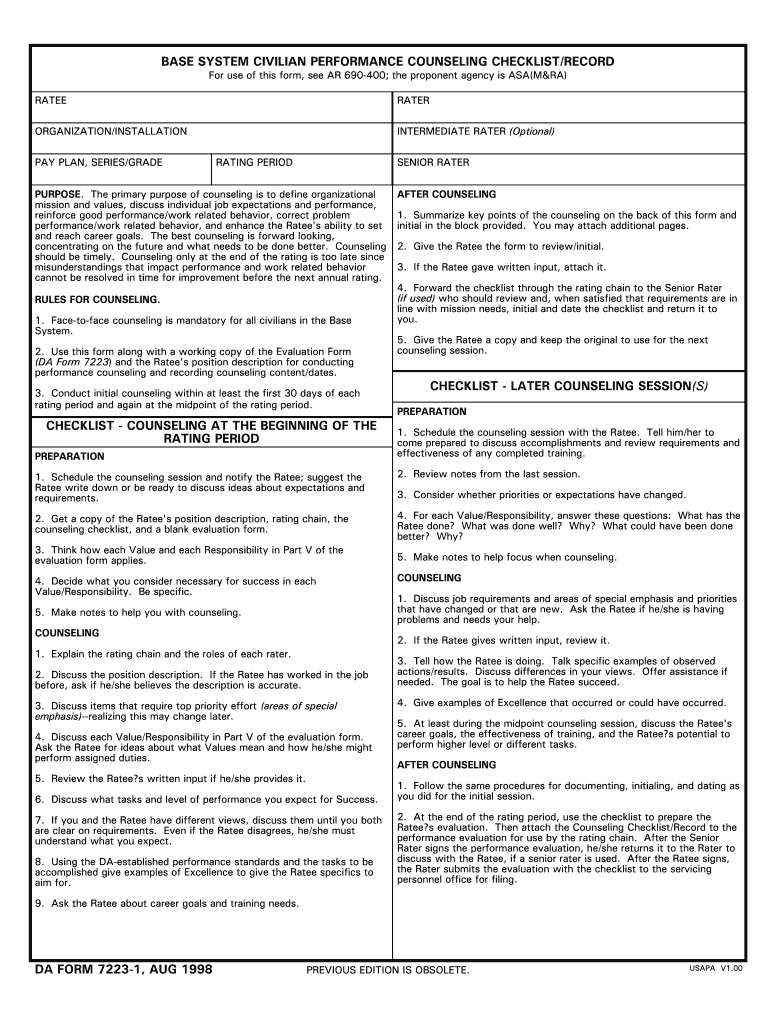 DA Form 7223-1 form preview