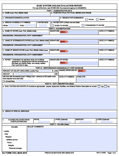 DA Form 7223 form preview