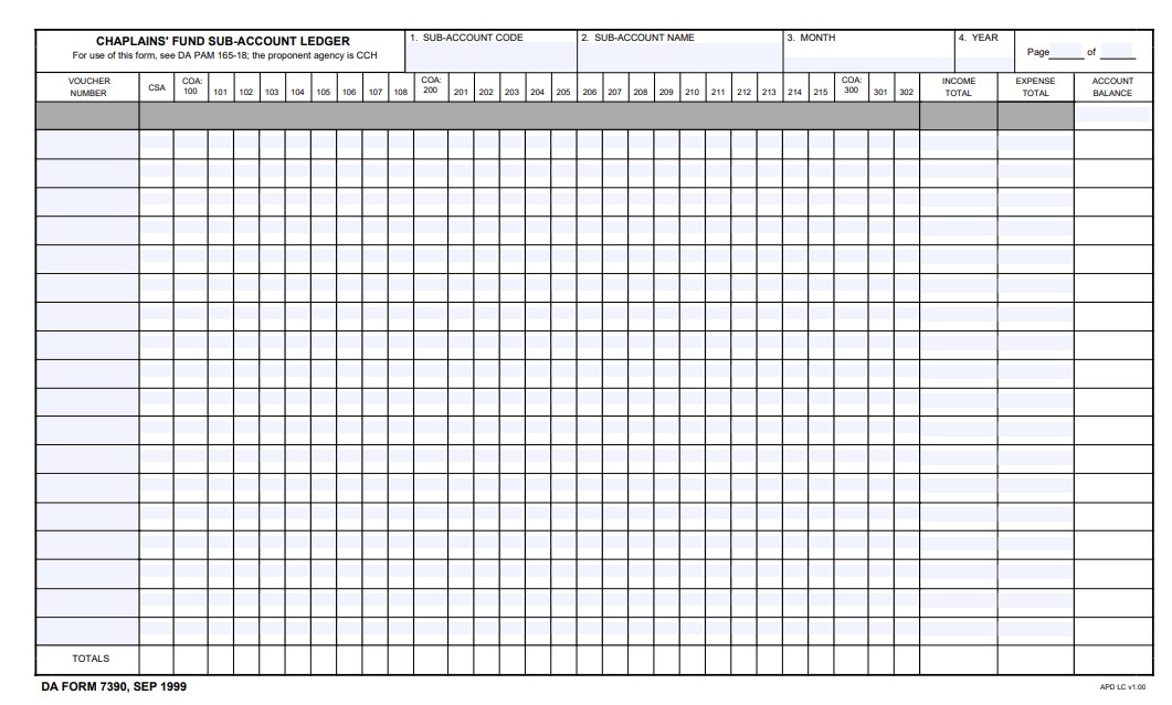 DA Form 7390 form preview